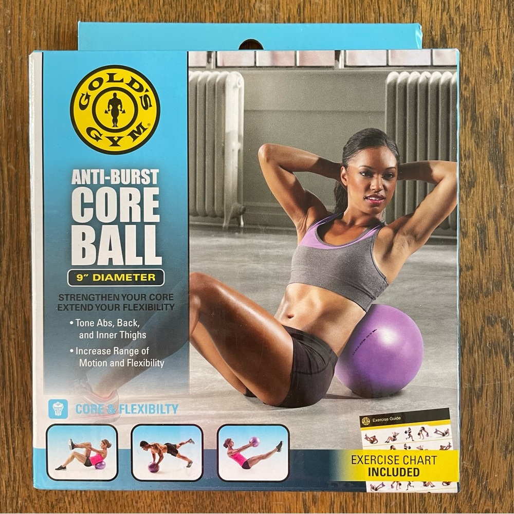 Golds Gym 9" Diameter Anti Burst Core Ball for Strengthening Core & Flexibility